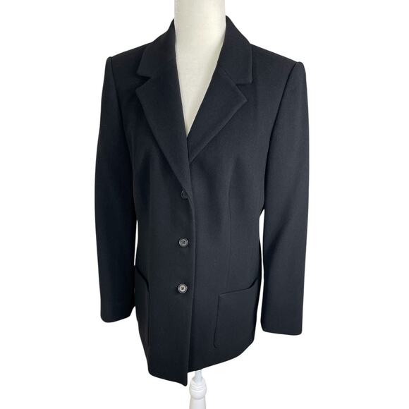 Nordstrom Wool Cashmere Blend Button Front Blazer Black Women's Size 10 Classic - Picture 3 of 13